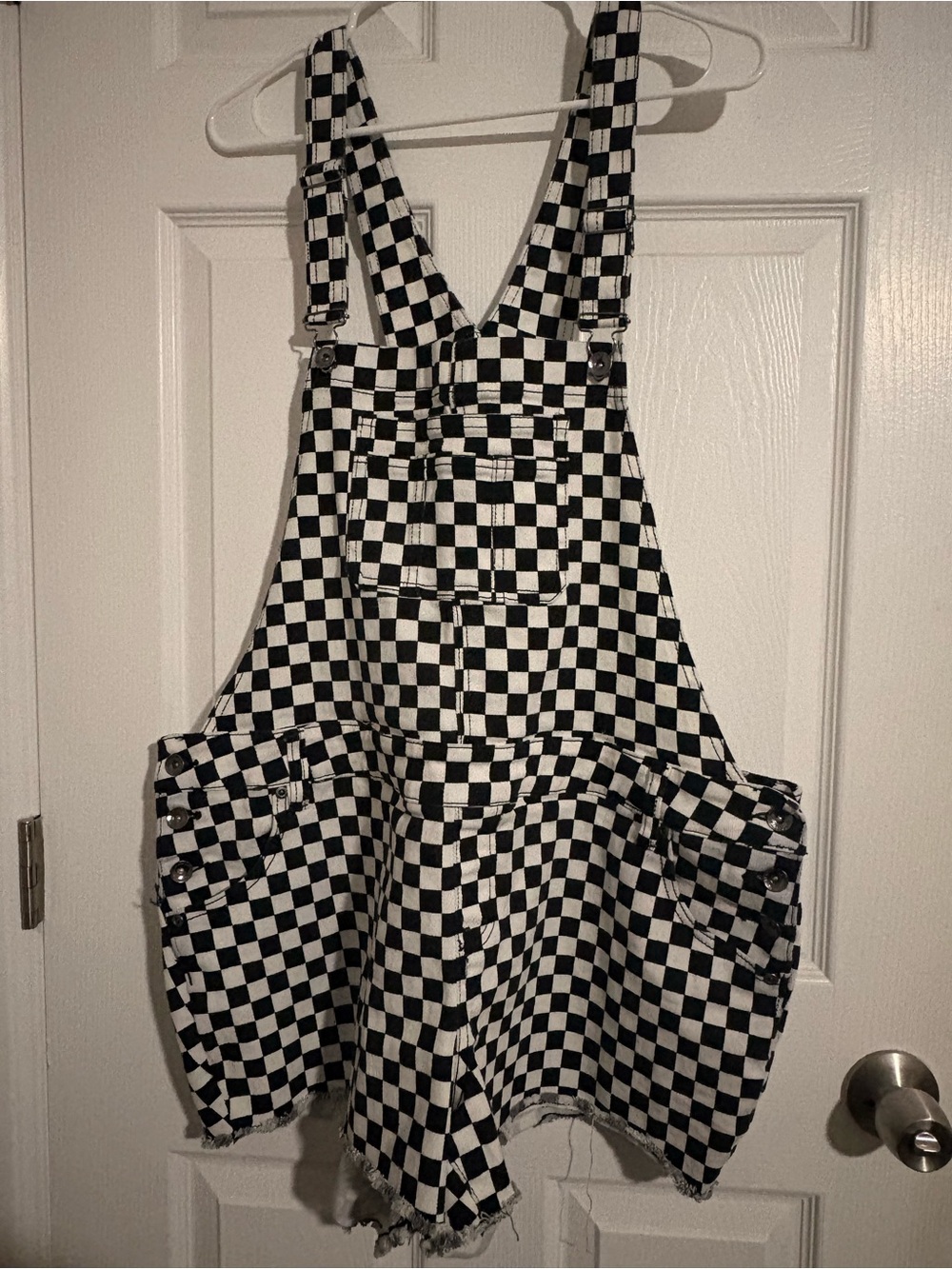 Blackheart Black and White Checkered Overall Shorts